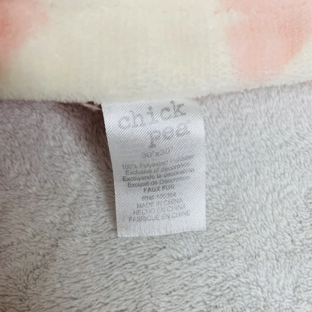 Chick Pea Pink Hearts Plush Hooded Pom Pom Blanket Throw 30x30 Lovey